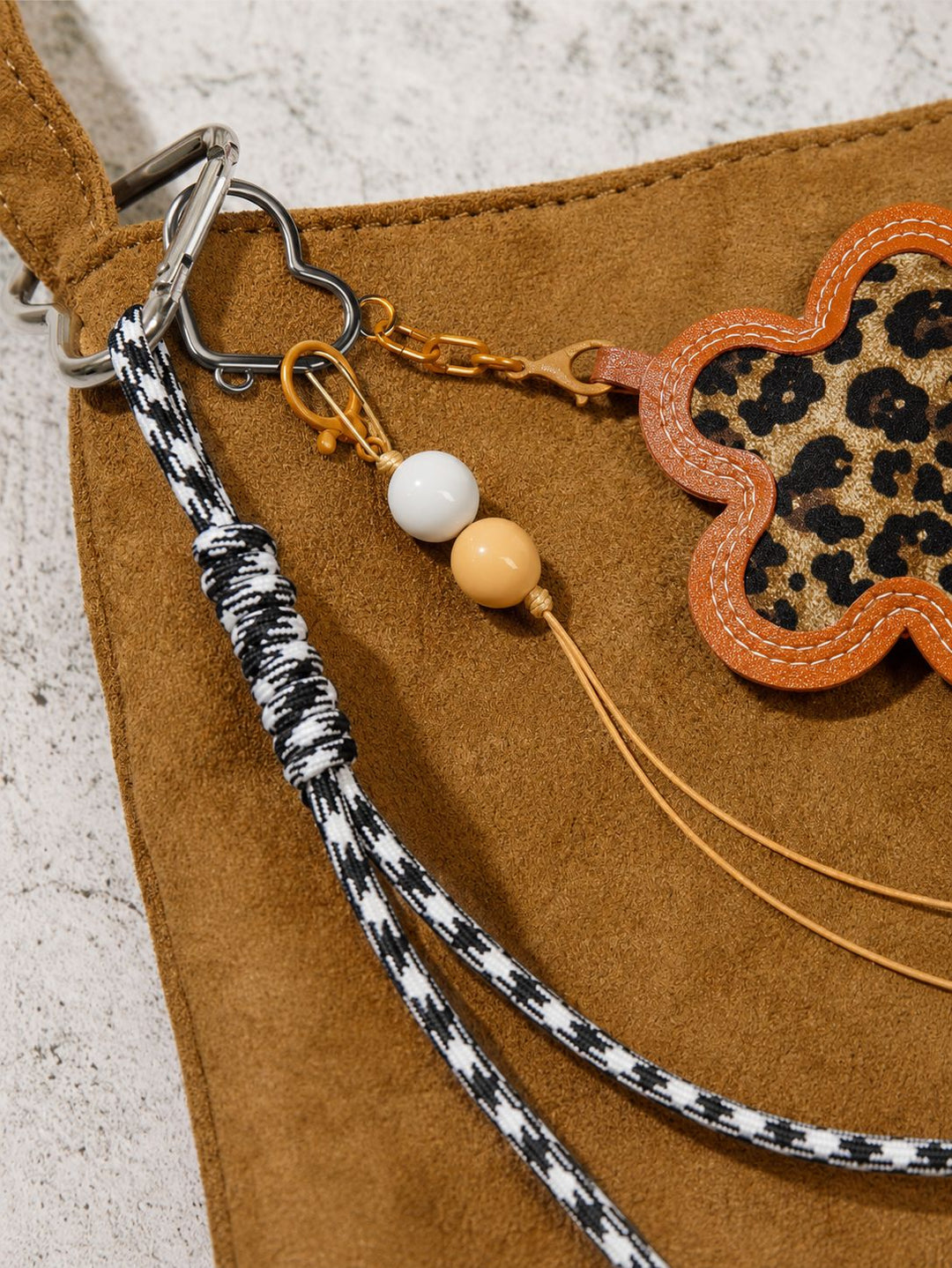 FASHION PU LEATHER ANIMAL PRINT MULTI PENDANT KEYCHAIN