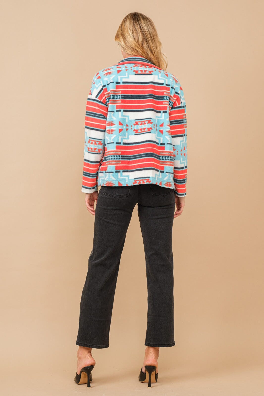 WOMEN'S LONG SLEEVE FLEECE FRONT POCKETS JACKET
