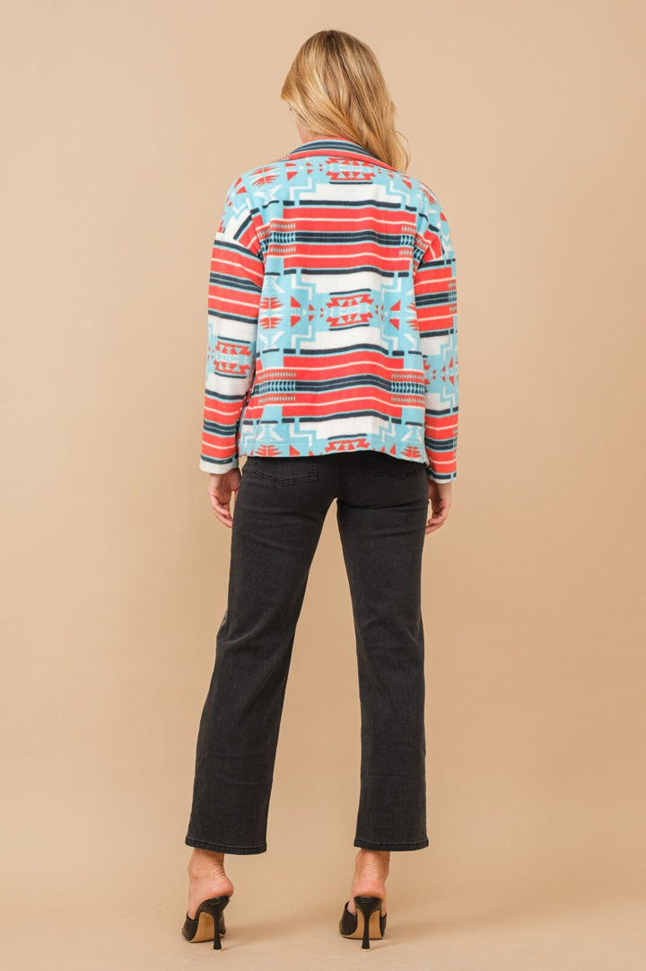 WOMEN'S LONG SLEEVE FLEECE FRONT POCKETS JACKET