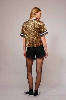 WOMEN'S SHORT SLEEVE SEQUINS TOP