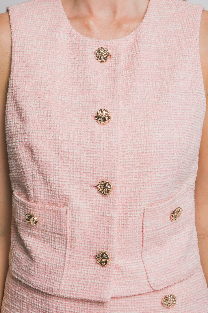 WOMEN'S SLEEVELESS BUTTON UP FRONT POCKETS BLOUSE