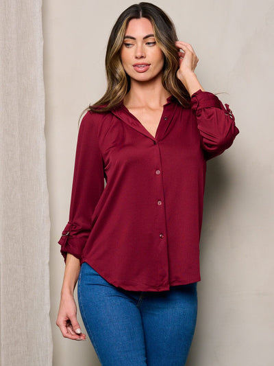 WOMEN'S LONG SLEEVES BUTTON UP BLOUSE TOP