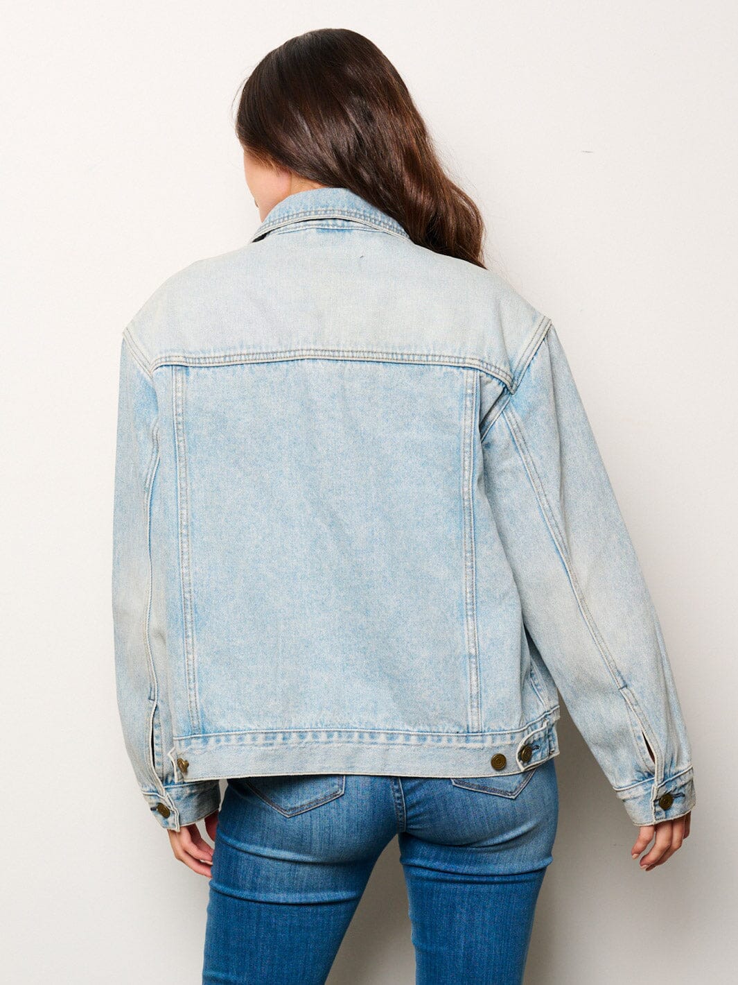 WOMEN'S LONG SLEEVE BUTTON UP POCKETS DENIM JACKET