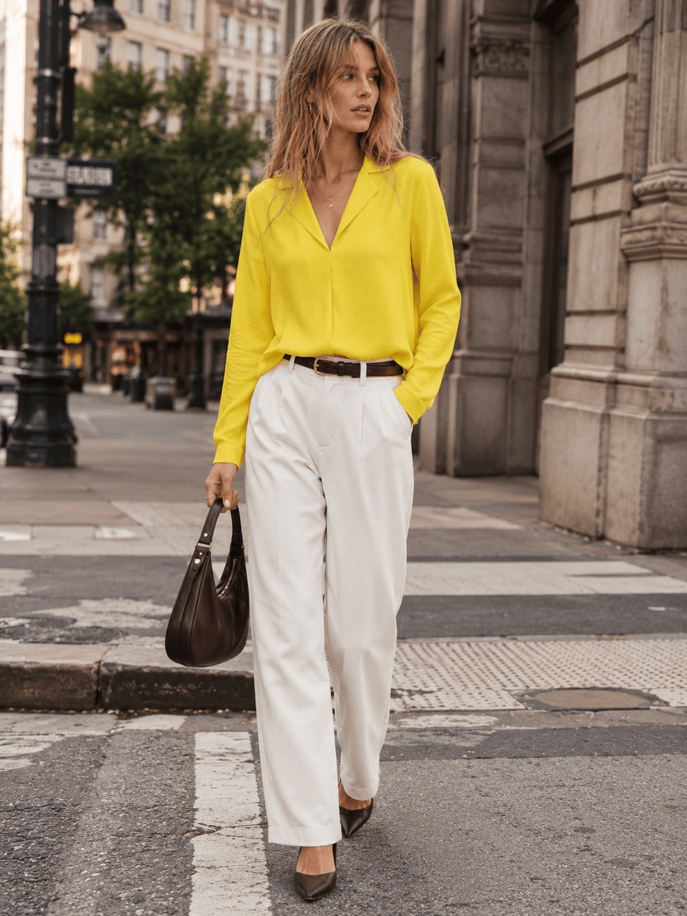WOMEN'S LONG SLEEVE V-NECK BLOUSE