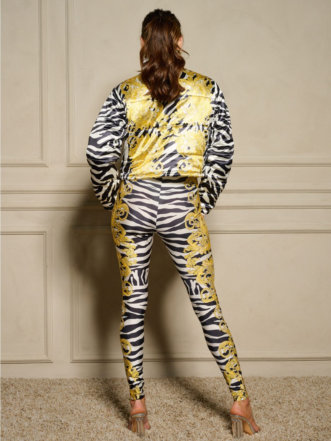 WOMEN'S LONG SLEEVE JACKET & ELASTIC WAIST PANTS MULTI PRINT 2PC. SET