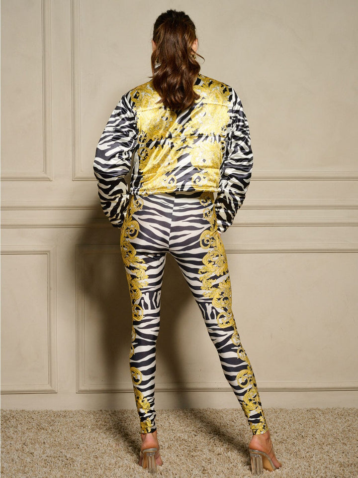 WOMEN'S LONG SLEEVE JACKET & ELASTIC WAIST PANTS MULTI PRINT 2PC. SET