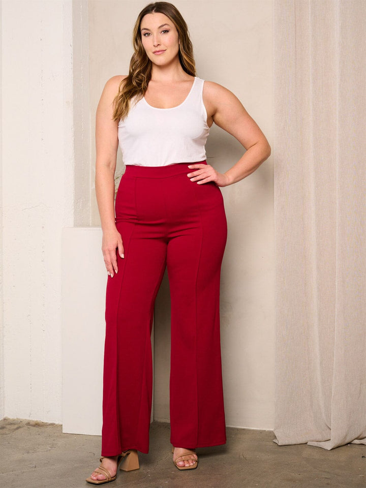 PLUS SIZE WIDE LEG PLEATED PANTS