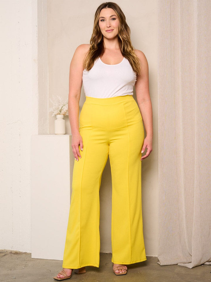 PLUS SIZE WIDE LEG PLEATED PANTS