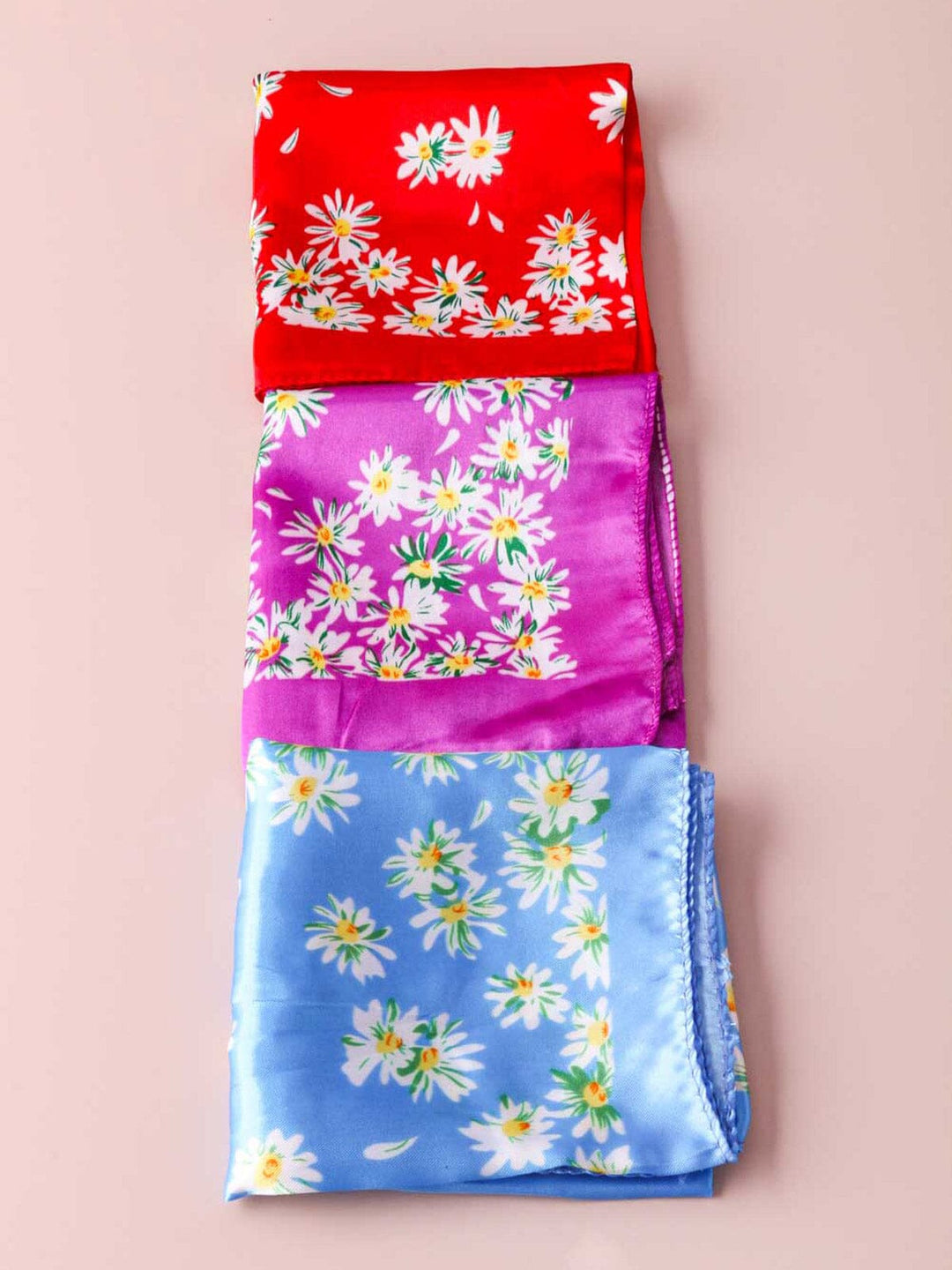 MULTIPLE COLOR SATIN DITSY FLORAL SCARFS