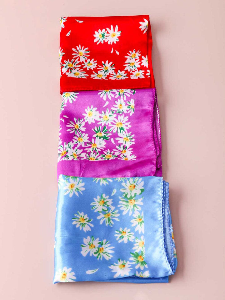 MULTIPLE COLOR SATIN DITSY FLORAL SCARFS