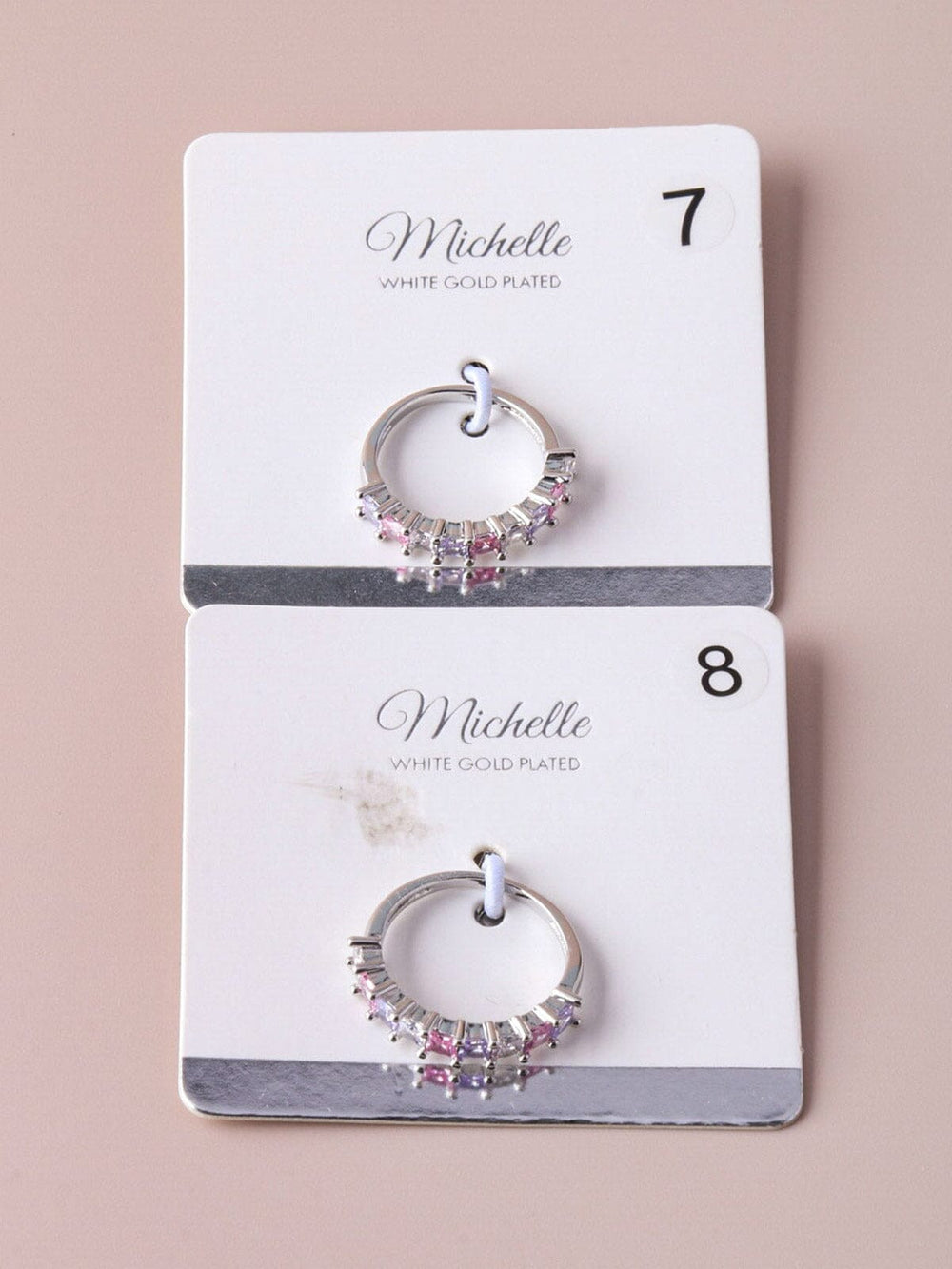 WOMEN'S WHITE GOLD PLATED MULTI COLOR STONE RINGS