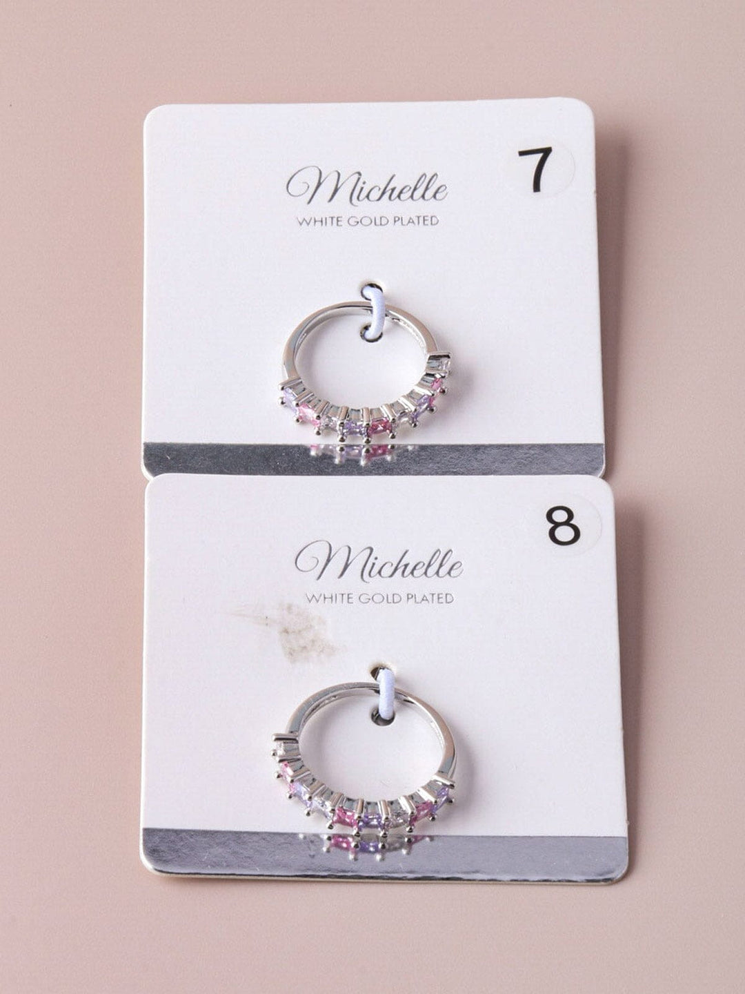 WOMEN'S WHITE GOLD PLATED MULTI COLOR STONE RINGS