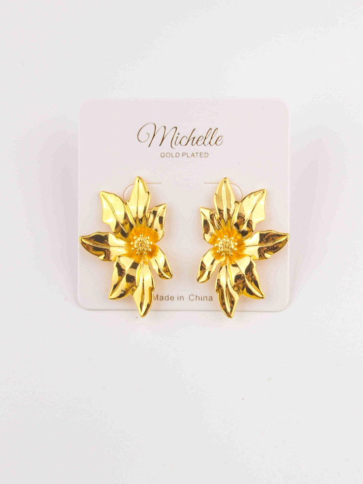 FASHION GOLD PLATED FLOWER EARRINGS