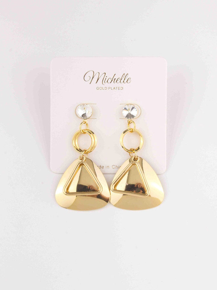 FASHION GOLD PLEATED DROP EARRINGS