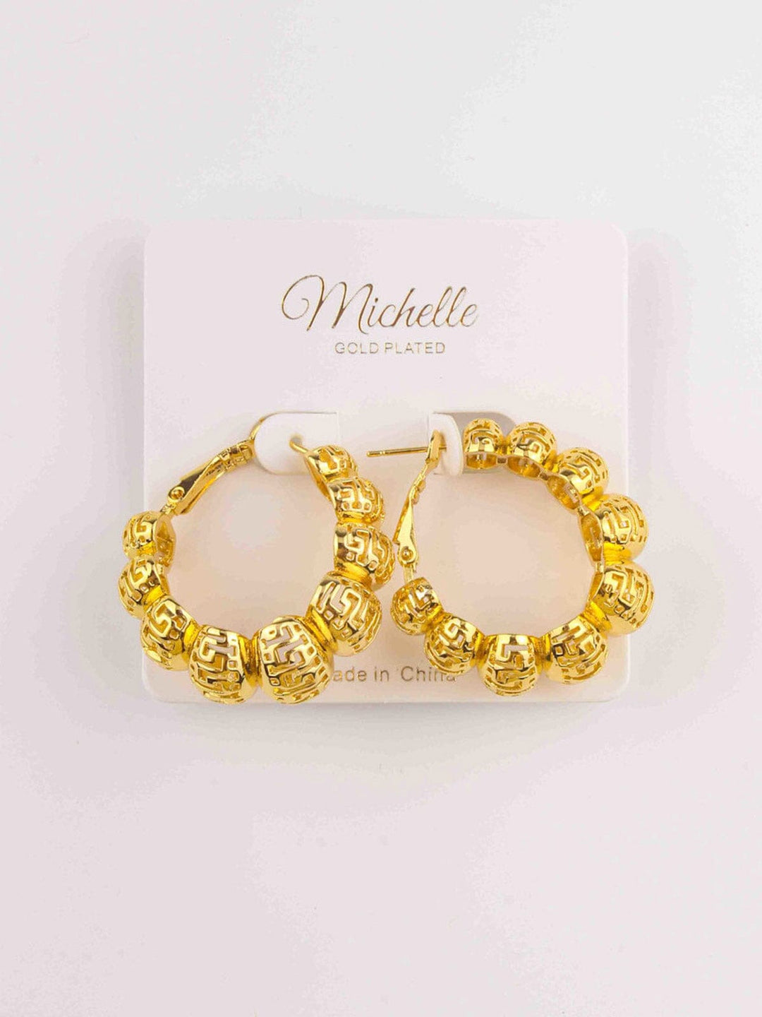 FASHION GOLD PLEATED HOOPS EARRINGS