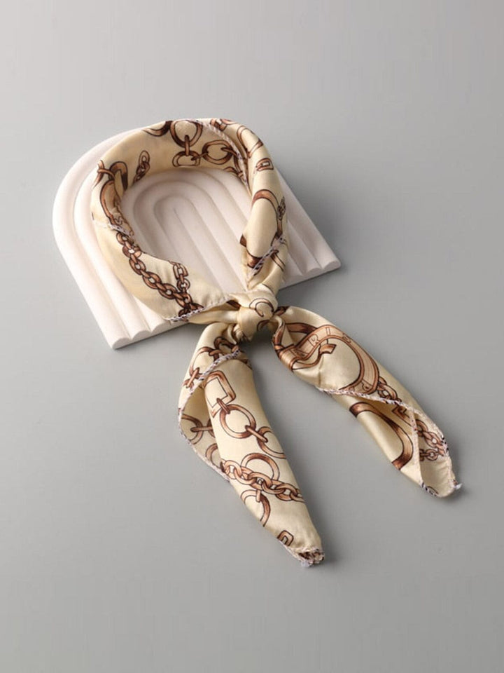 MULTIPLE COLOR SATIN CHAIN PRINT SCARFS