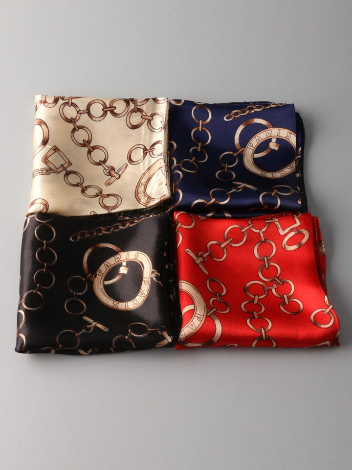 MULTIPLE COLOR SATIN CHAIN PRINT SCARFS