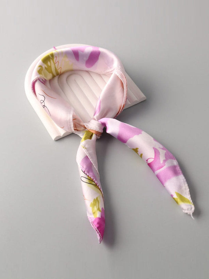 MULTIPLE COLOR SATIN FLORAL SCARFS