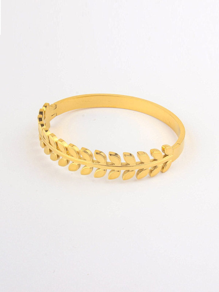 FASHION STAINLESS STEEL LEAFS DESIGN GOLD BRACELET