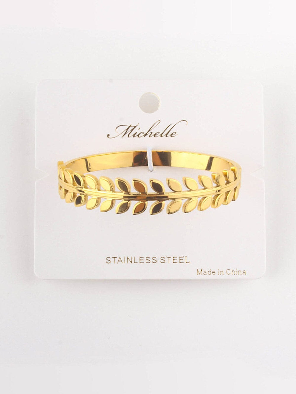 FASHION STAINLESS STEEL LEAFS DESIGN GOLD BRACELET