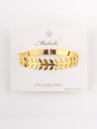 FASHION STAINLESS STEEL LEAFS DESIGN GOLD BRACELET