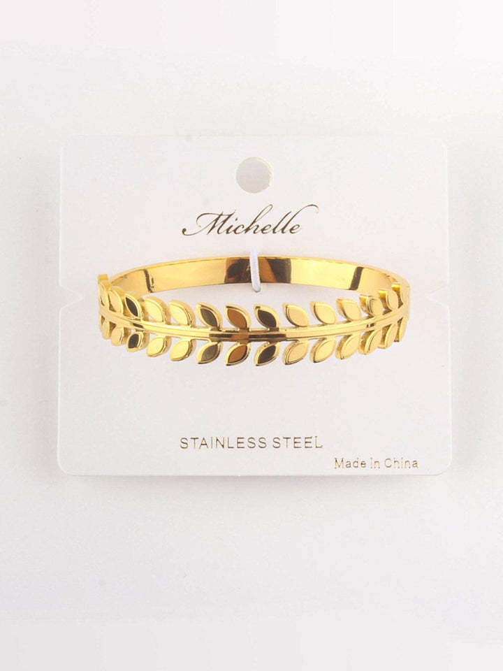 FASHION STAINLESS STEEL LEAFS DESIGN GOLD BRACELET