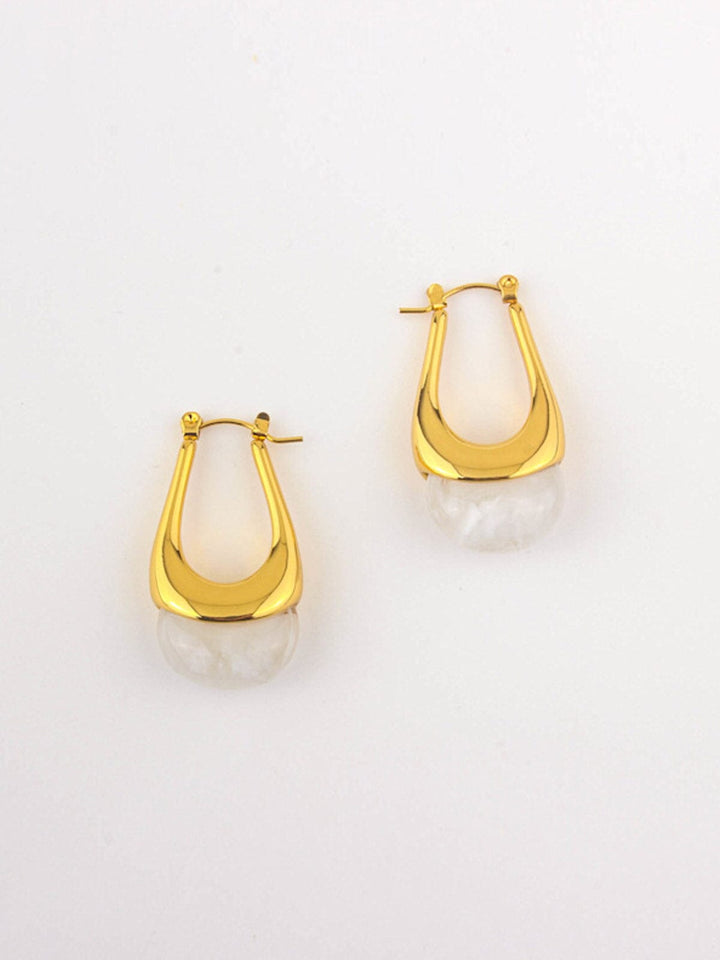 FASHION STAINLESS STEEL DROP GOLD EARRINGS