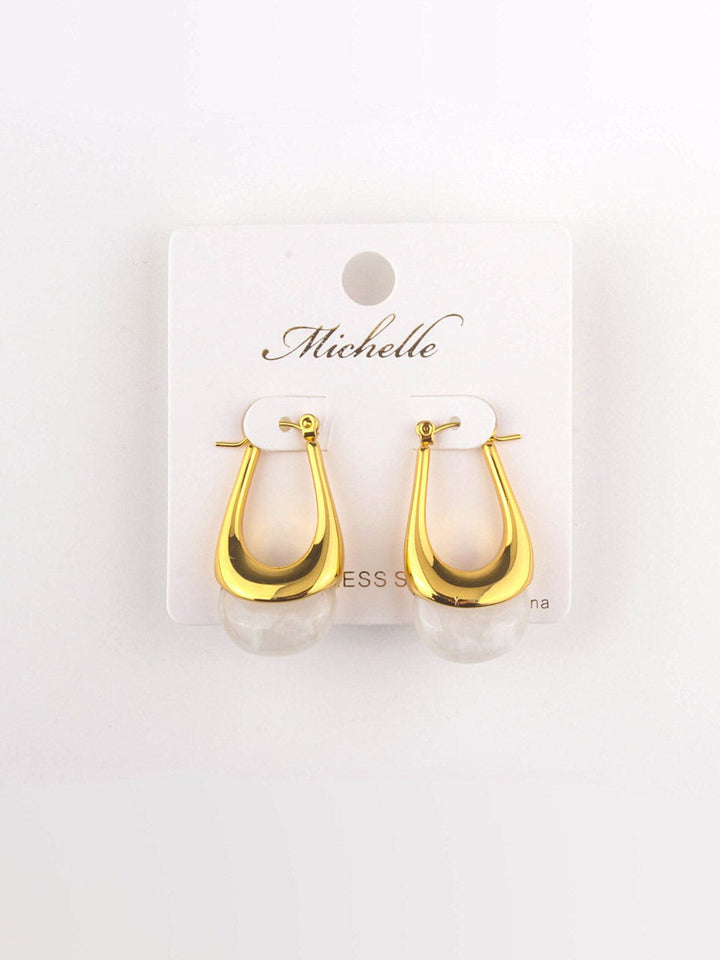 FASHION STAINLESS STEEL DROP GOLD EARRINGS