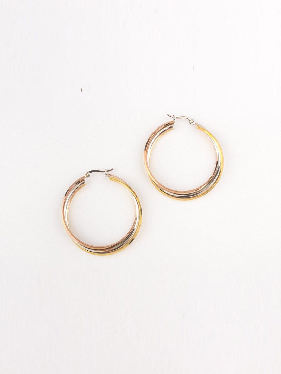 FASHION STAINLESS STEEL MULTI HOOPS EARRINGS
