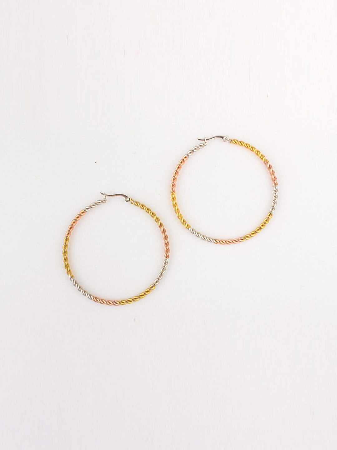 FASHION STAINLESS STEEL MULTI COLOR HOOPS EARRINGS