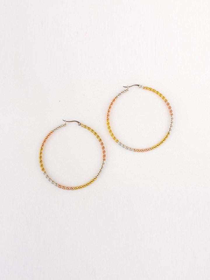FASHION STAINLESS STEEL MULTI COLOR HOOPS EARRINGS