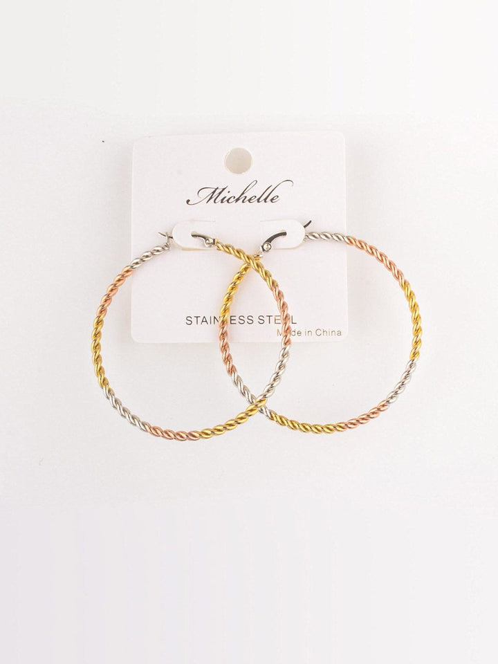 FASHION STAINLESS STEEL MULTI COLOR HOOPS EARRINGS