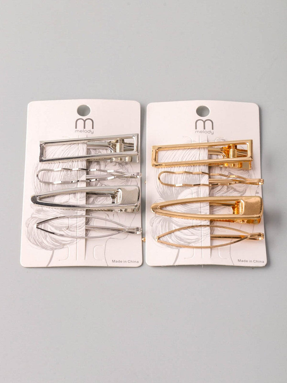WOMEN'S GOLD & SILVER MULTIPLE HAIR CLIP BARRETTES