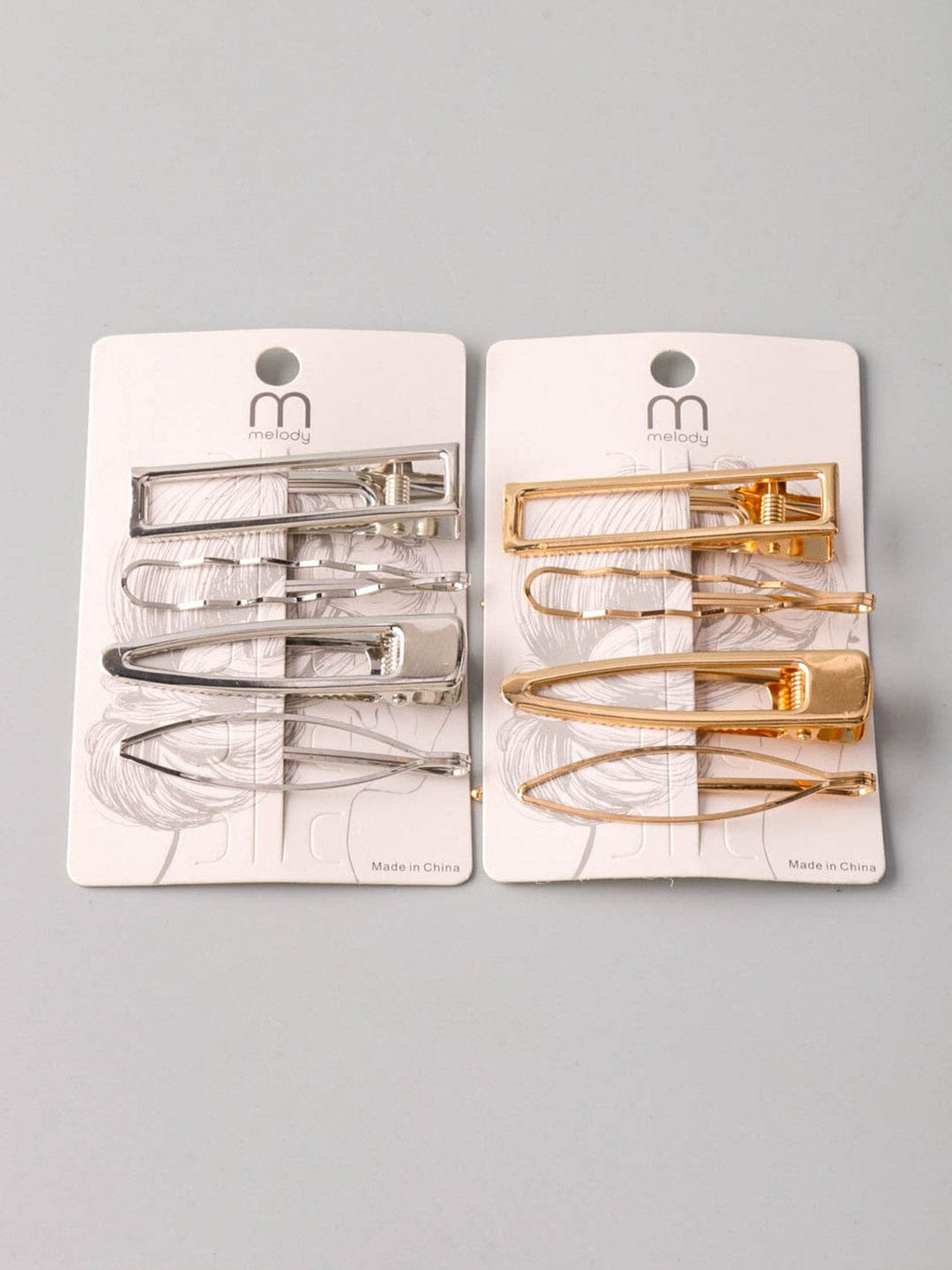 WOMEN'S GOLD & SILVER MULTIPLE HAIR CLIP BARRETTES