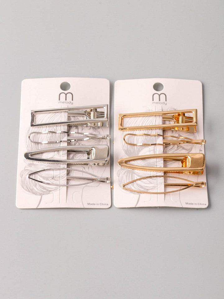 WOMEN'S GOLD & SILVER MULTIPLE HAIR CLIP BARRETTES
