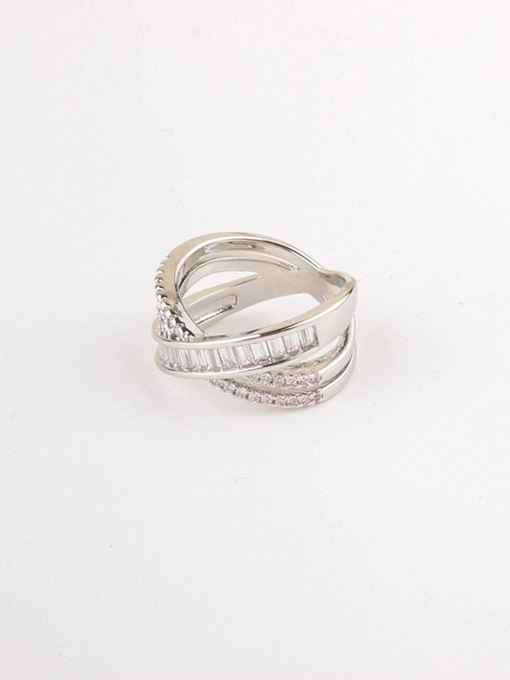 WOMEN'S WHITE GOLD PLATED STONE MULTI RINGS