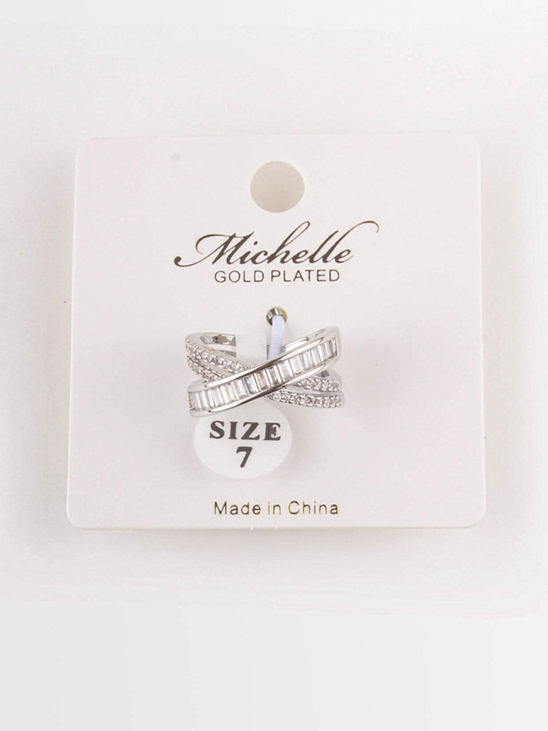 WOMEN'S WHITE GOLD PLATED STONE MULTI RINGS