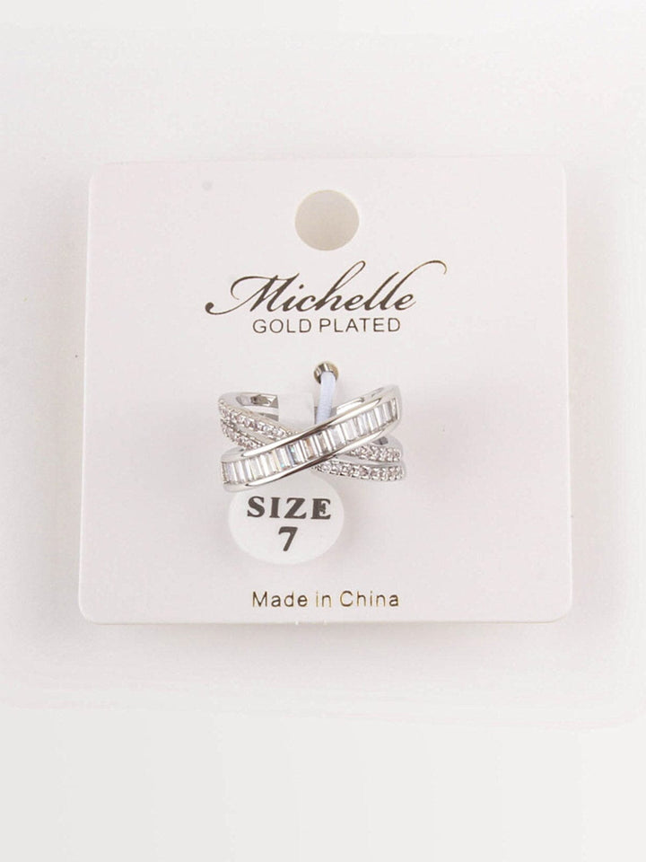 WOMEN'S WHITE GOLD PLATED STONE MULTI RINGS