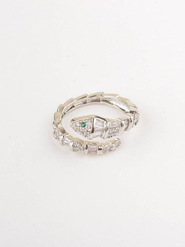 FASHION WHITE GOLD PLATED SNAKE STONES RINGS