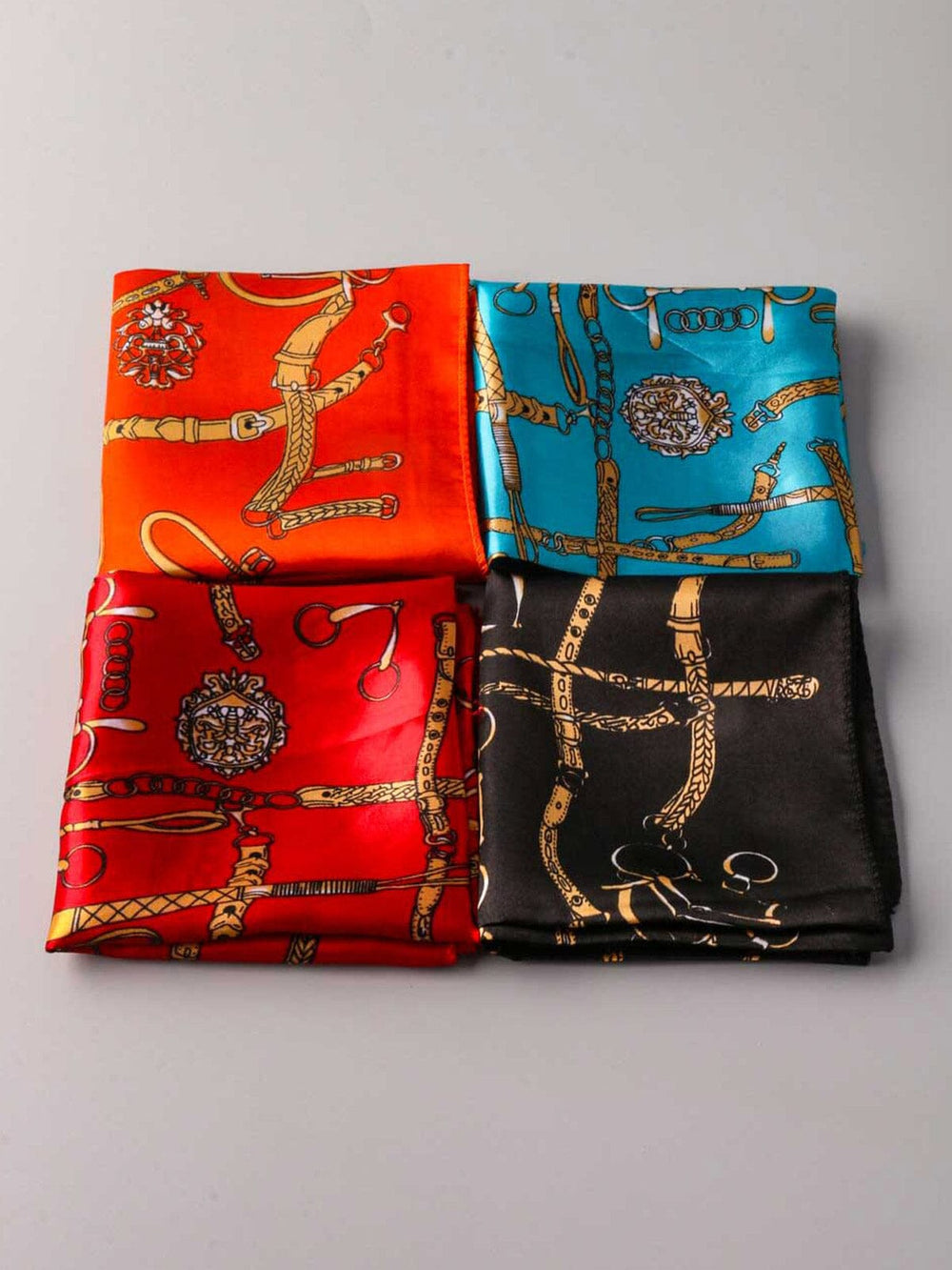 FASHION MULTIPLE USE ASSORTED COLORS PRINT SATIN SCARFS