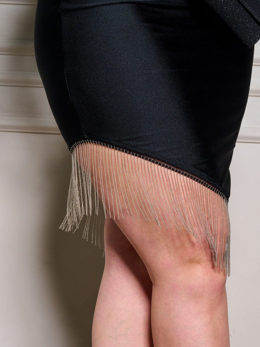 PLUS SIZE SLEEVELESS BODYCON HIGH-LOW FRINGE OPEN BACK MINI DRESS