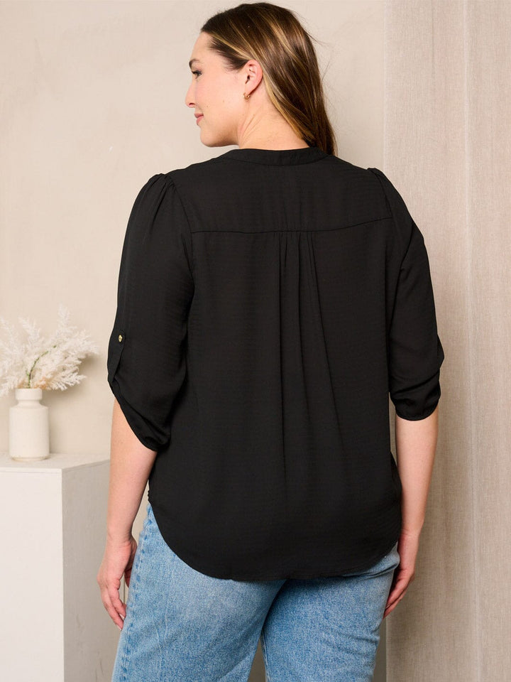 PLUS SIZE 3/4 SLEEVE V-NECK TUNIC BLOUSE TOP
