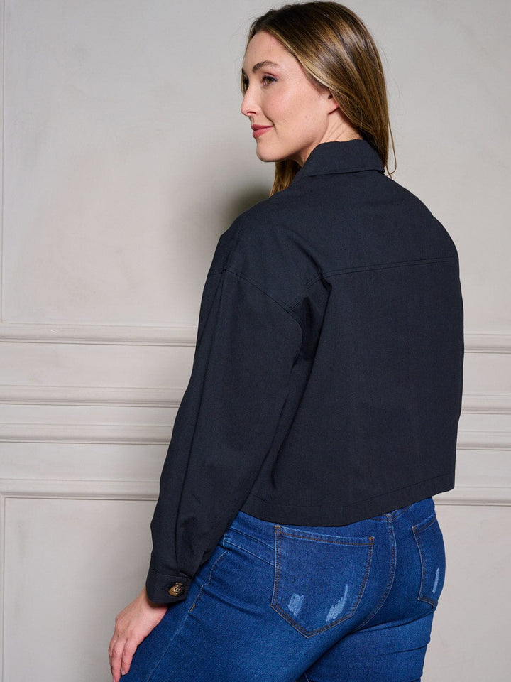 PLUS SIZE LONG SLEEVE BUTTON UP JACKET