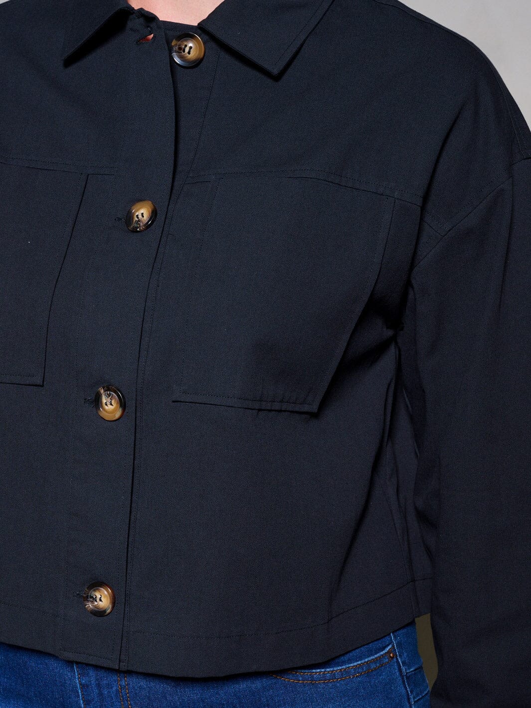 PLUS SIZE LONG SLEEVE BUTTON UP JACKET