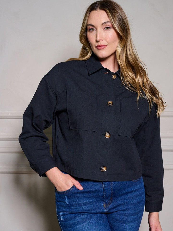 PLUS SIZE LONG SLEEVE BUTTON UP JACKET