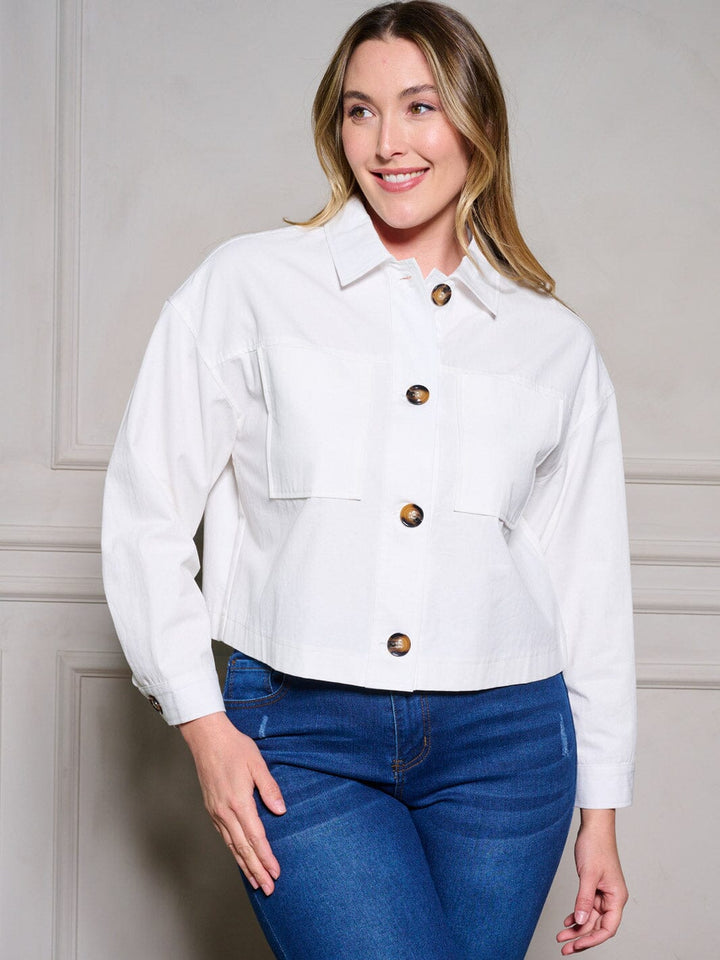PLUS SIZE LONG SLEEVE BUTTON UP JACKET