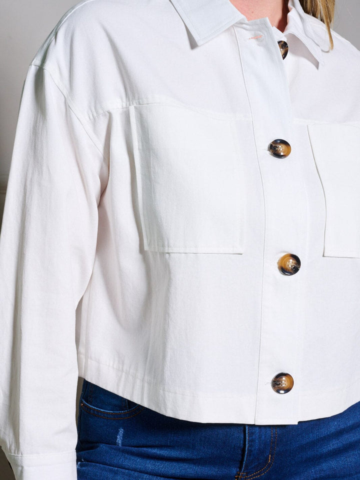 PLUS SIZE LONG SLEEVE BUTTON UP JACKET