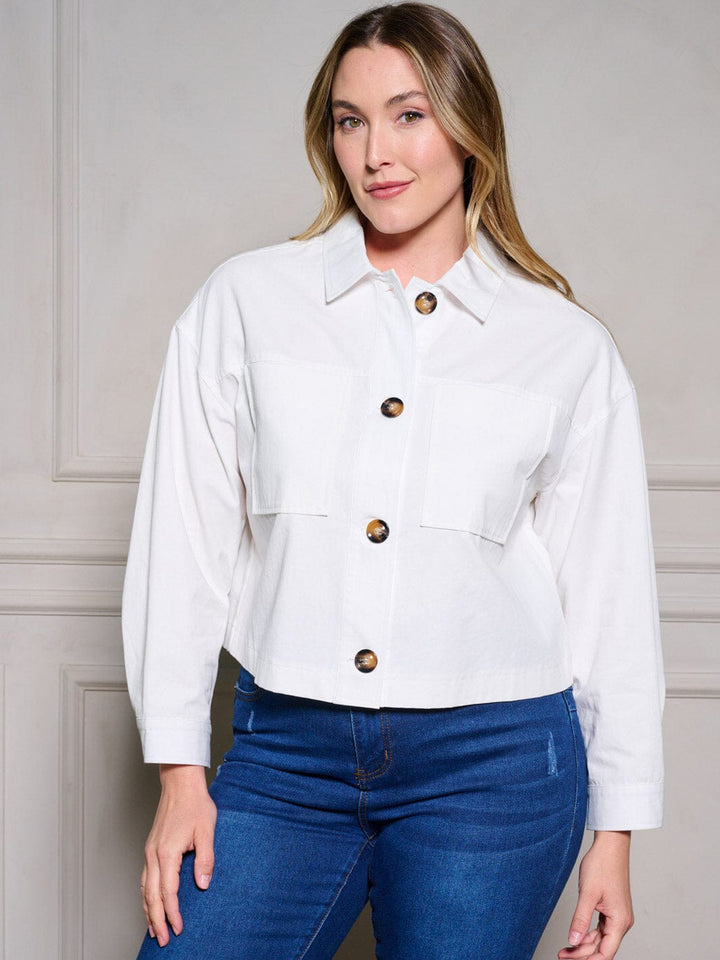 PLUS SIZE LONG SLEEVE BUTTON UP JACKET