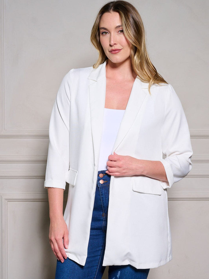 PLUS SIZE 3/4 SLEEVE OPEN FRONT BLAZER