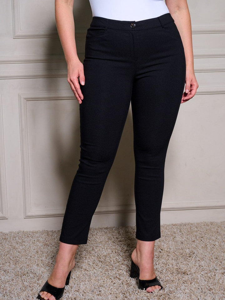 PLUS SIZE BUTTON CLOSURE POCKETS SKINNY LEG PANTS